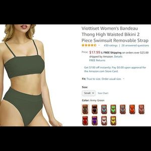 Brand New High Wasted Army Green Bikini Sz S